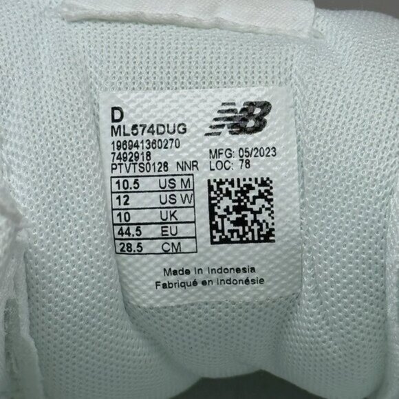 New Balance 574 Mens Sneakers Size 9 White & Green Suede/Mesh Athletic Shoes - Picture 5 of 5